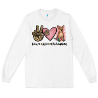 White peace love chihuahua Long Sleeve Tee - JahusDesignShop