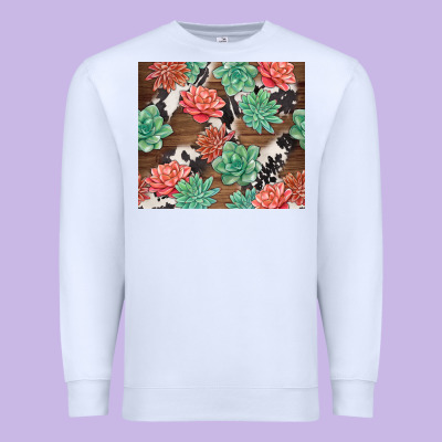 Succulents And Cowhide Premium Sweatshirt Designed By Tumblerdesignbyshophia