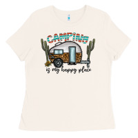 Bone camping is my happy place Ladies Tee - CowhideDigitalArt