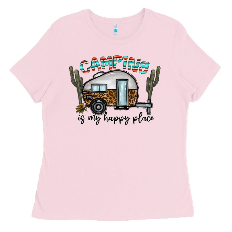 Camping Is My Happy Place Ladies Tee by CowhideDigitalArt | Teevron