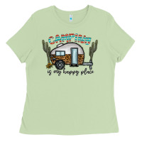 Matcha camping is my happy place Ladies Tee - CowhideDigitalArt
