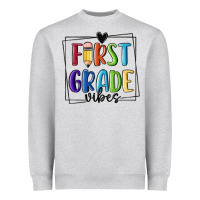 Heather Grey 1st grade vibes Heavyweight Sweatshirt - MaliasSmallBusiness