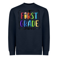 Navy 1st grade vibes Heavyweight Sweatshirt - MaliasSmallBusiness