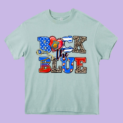 Back The Blue Heavy Core Tee Designed By Adodesignshop