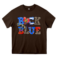 Chocolate Brown back the blue Heavy Core Tee - AdoDesignShop