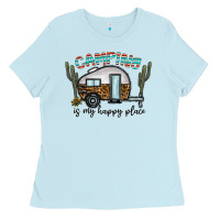 Baby Blue camping is my happy place Ladies Tee - CowhideDigitalArt