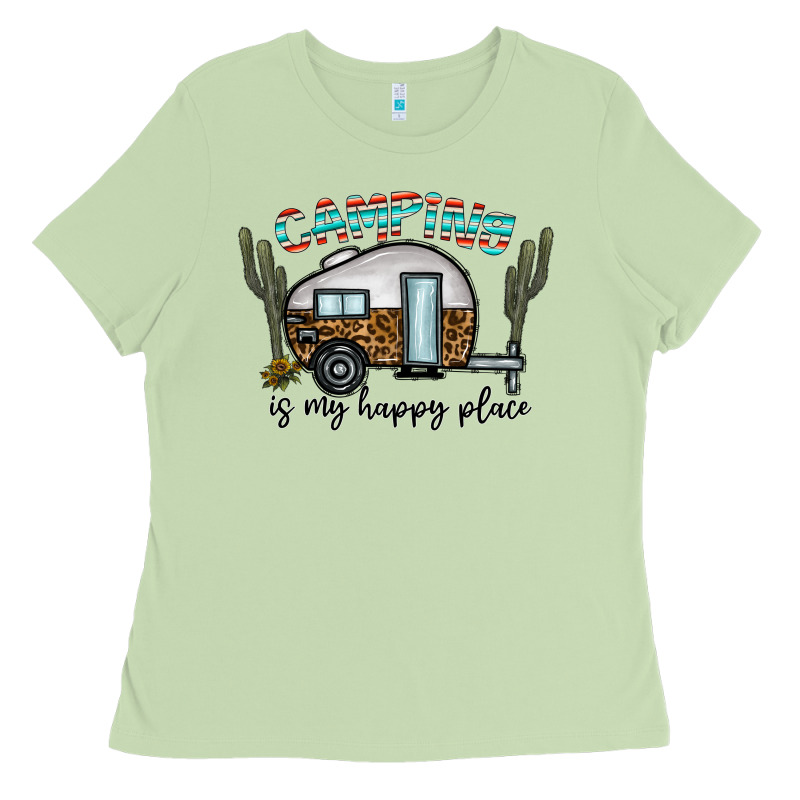 Camping Is My Happy Place Ladies Tee by CowhideDigitalArt | Teevron