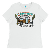 White camping is my happy place Ladies Tee - CowhideDigitalArt