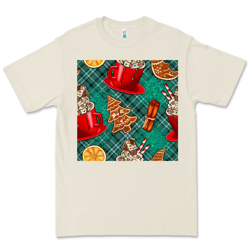 Christmas Hot Chocolate And Cookie Seamless Pattern Premium Tee by BundleAndBundleShop | Teevron