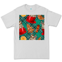 Dove Grey christmas hot chocolate and cookie seamless pattern Premium Tee - BundleAndBundleShop