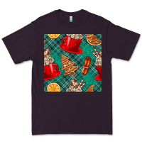 Plum christmas hot chocolate and cookie seamless pattern Premium Tee - BundleAndBundleShop