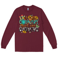 Burgundy a country girl can survive Long Sleeve Tee - MaliasSmallBusiness