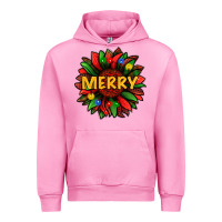 Fuchsia Pink merry christmas with light sunflower bbs Urban Hoodie - BundleAndBundleShop