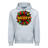 Heather Grey merry christmas with light sunflower bbs Urban Hoodie - BundleAndBundleShop