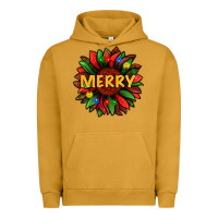 Pigment Peanut Butter merry christmas with light sunflower bbs Urban Hoodie - BundleAndBundleShop