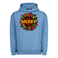 Pigment Pebble Blue merry christmas with light sunflower bbs Urban Hoodie - BundleAndBundleShop