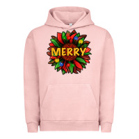 Pigment Salmon merry christmas with light sunflower bbs Urban Hoodie - BundleAndBundleShop