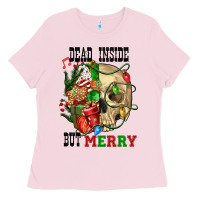 Dead İnside But Merry Human Skull Ladies Tee | Teevron