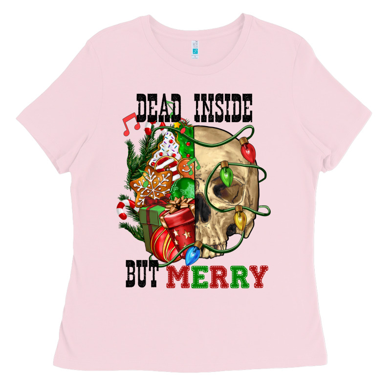 Dead İnside But Merry Human Skull Ladies Tee by FaDigitalArtStudio | Teevron
