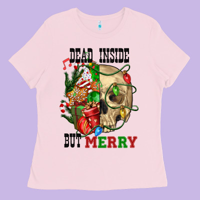 Dead İnside But Merry Human Skull Ladies Tee Designed By Fadigitalartstudio