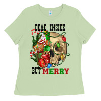 Matcha Dead İnside But Merry Human Skull Ladies Tee - FaDigitalArtStudio