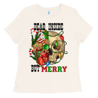 Bone Dead İnside But Merry Human Skull Ladies Tee - FaDigitalArtStudio