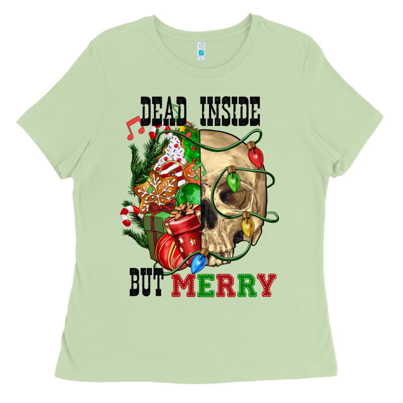 Dead İnside But Merry Human Skull Ladies Tee by FaDigitalArtStudio | Teevron
