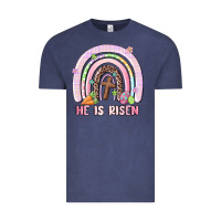 Vintage Denim he is risen easter rainbow Vintage Tee - MaliasSmallBusiness