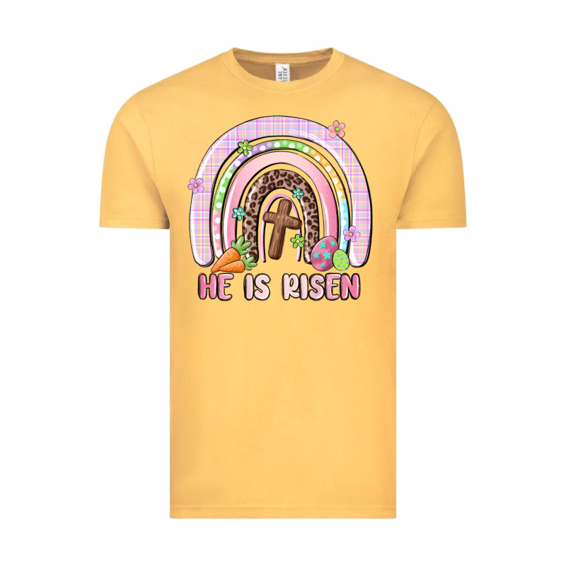 He Is Risen Easter Rainbow Vintage Tee by MaliasSmallBusiness | Teevron