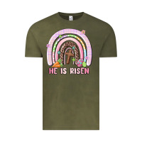 Vintage Olive he is risen easter rainbow Vintage Tee - MaliasSmallBusiness