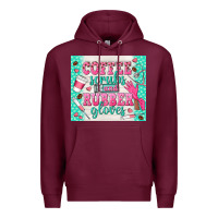 Burgundy coffee scrubs and rubber gloves Premium Hoodie - TumblerDesignByShophia
