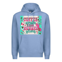 Colony Blue coffee scrubs and rubber gloves Premium Hoodie - TumblerDesignByShophia