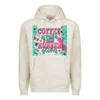 Oatmeal Heather coffee scrubs and rubber gloves Premium Hoodie - TumblerDesignByShophia