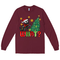 Burgundy christmas  cat  what Long Sleeve Tee - MaliasSmallBusiness