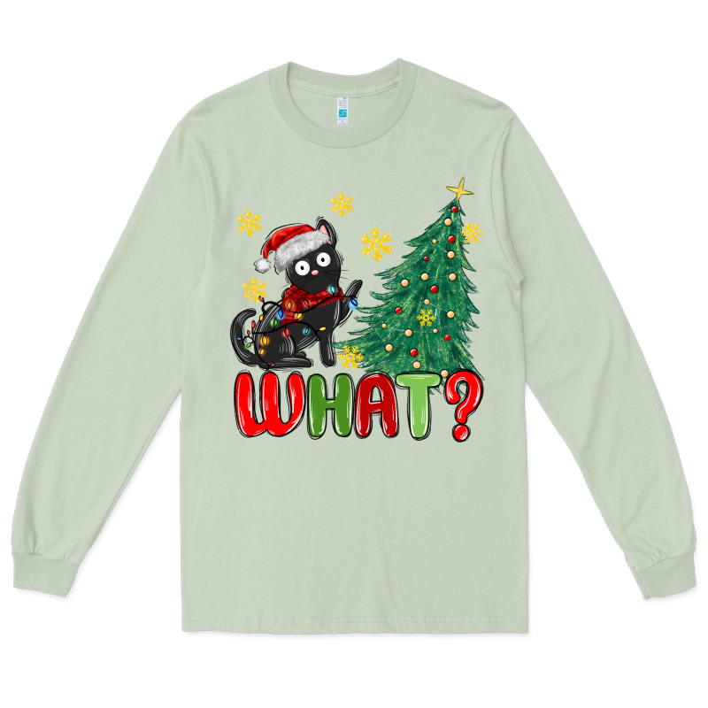 Christmas  Cat  What Long Sleeve Tee by MaliasSmallBusiness | Teevron
