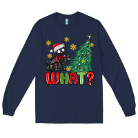 Navy christmas  cat  what Long Sleeve Tee - MaliasSmallBusiness