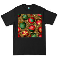 Black christmas ornaments and leopard seamless pattern Premium Tee - BundleAndBundleShop
