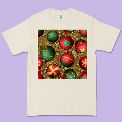 Christmas Ornaments And Leopard Seamless Pattern Premium Tee Designed By Bundleandbundleshop