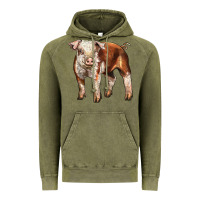 Vintage Olive Baby Hereford Pig Vintage Hoodie - LillyAllenDesigns