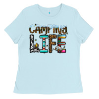 Baby Blue camping life Ladies Tee - CowhideDigitalArt