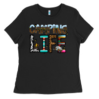 Black camping life Ladies Tee - CowhideDigitalArt