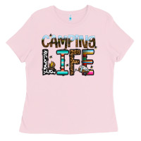 Bubblegum Pink camping life Ladies Tee - CowhideDigitalArt