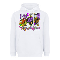 White I dig Mardi Gras Heavyweight Hoodie - HowdyJamesFarm