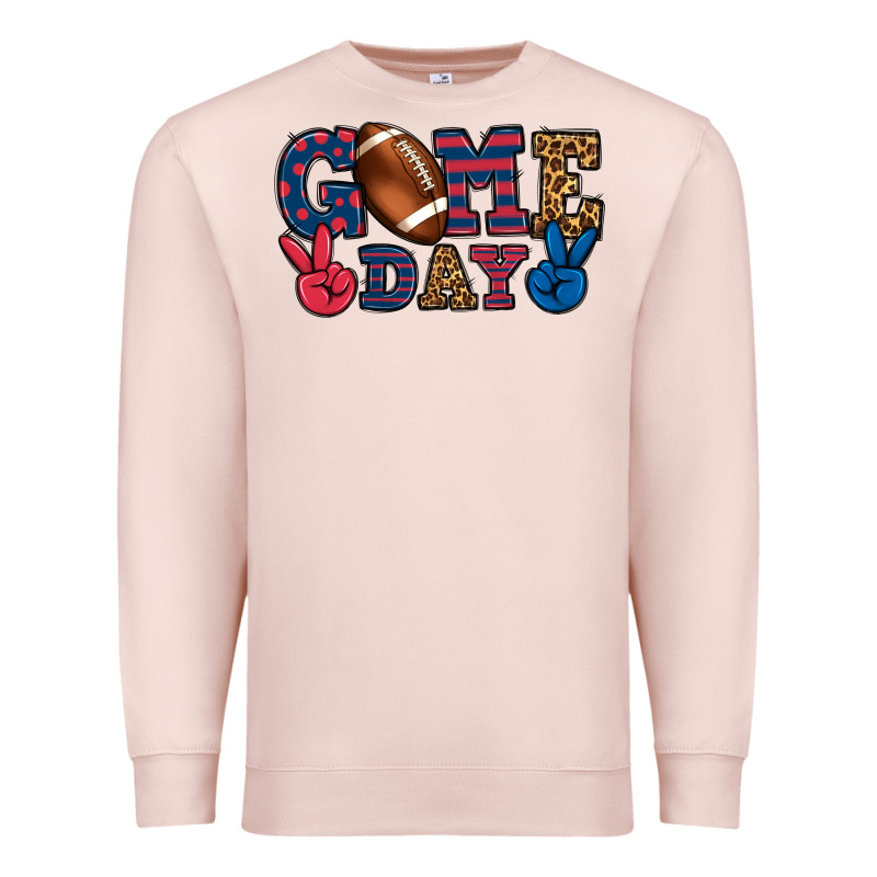 Game Day Red And Blue Premium Sweatshirt by HowdyJamesFarm | Teevron
