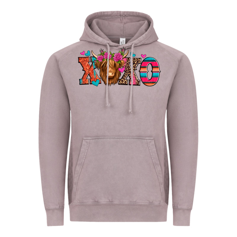 Xoxo Valentine's Day Highland Cow Vintage Hoodie by Jasminsmagicworld | Teevron