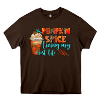 Chocolate Brown pumpkin spice living my best life Heavy Core Tee - AdoDesignShop
