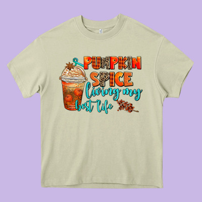 Pumpkin Spice Living My Best Life Heavy Core Tee Designed By Adodesignshop