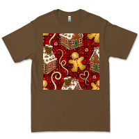 Cacao christmas gingerbread cookie house seamless pattern Premium Tee - BundleAndBundleShop