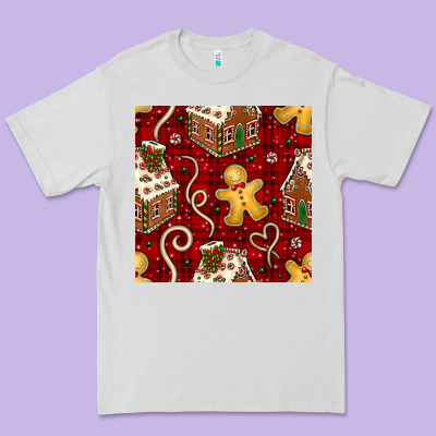 Christmas Gingerbread Cookie House Seamless Pattern Premium Tee Designed By Bundleandbundleshop