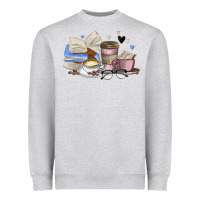 Heather Grey coffee and books Heavyweight Sweatshirt - MaliasSmallBusiness